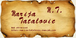 Marija Tatalović vizit kartica